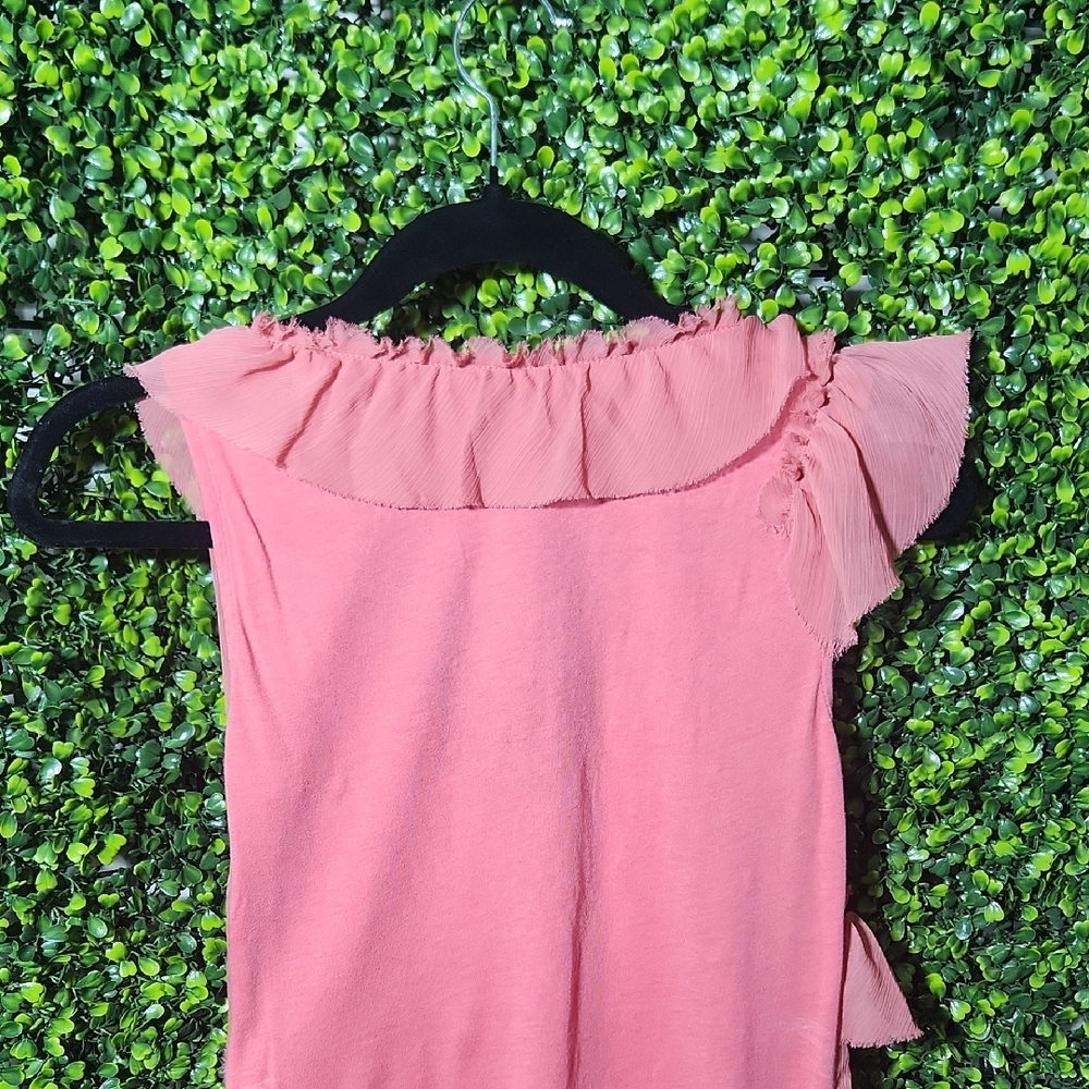 Anthropologie Pink Ruffle Blouse - Picture 8 of 11